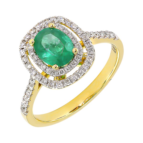 Золотое кольцо с бриллиантами и цветными драгоценными камнями R139-R17802YE