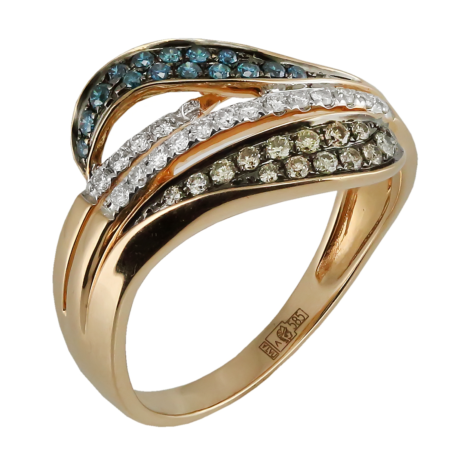 Золотое кольцо с цветными бриллиантами A1R28185R 