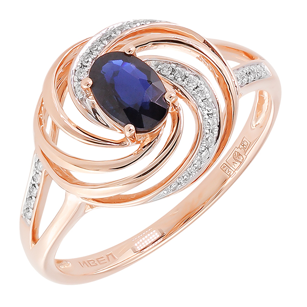 Золотое кольцо с бриллиантами и цветными драгоценными камнями R146-CNR20031RS