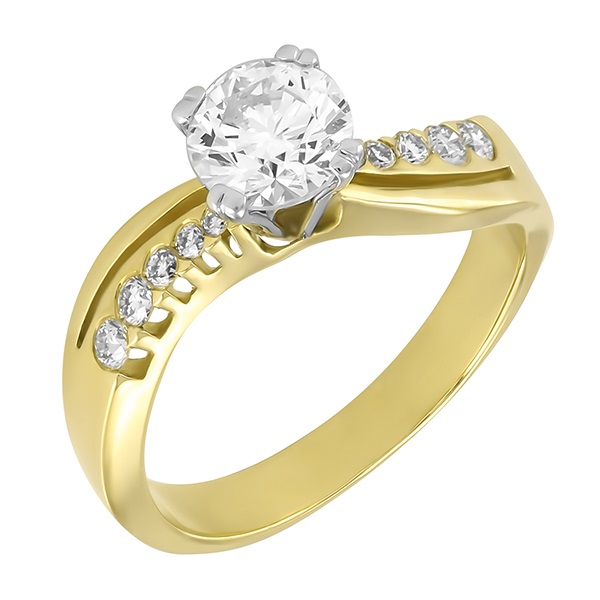 Помолвочное золотое кольцо с бриллиантами R14-DK1078Y 