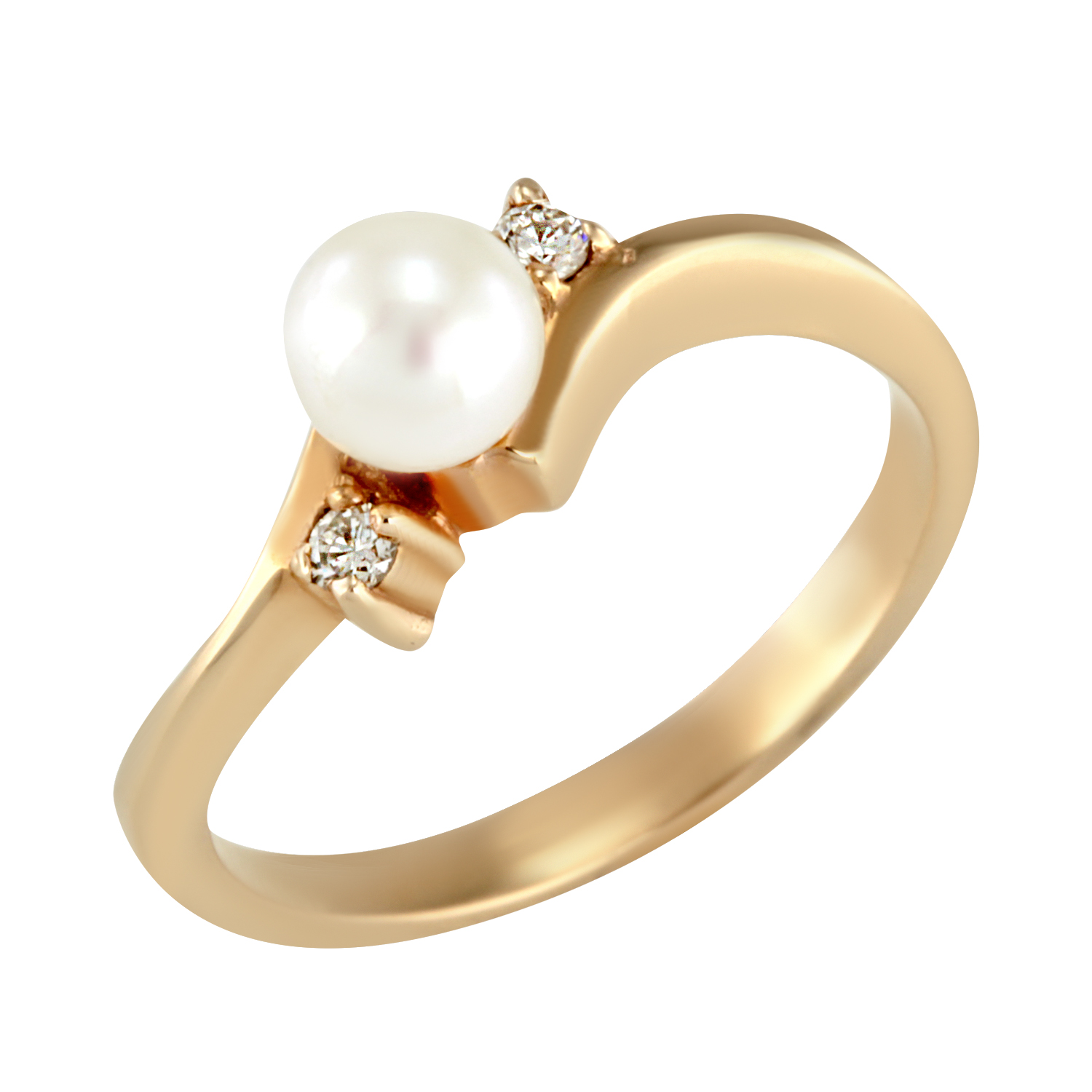  Золотое кольцо с бриллиантами и жемчугом ZE56