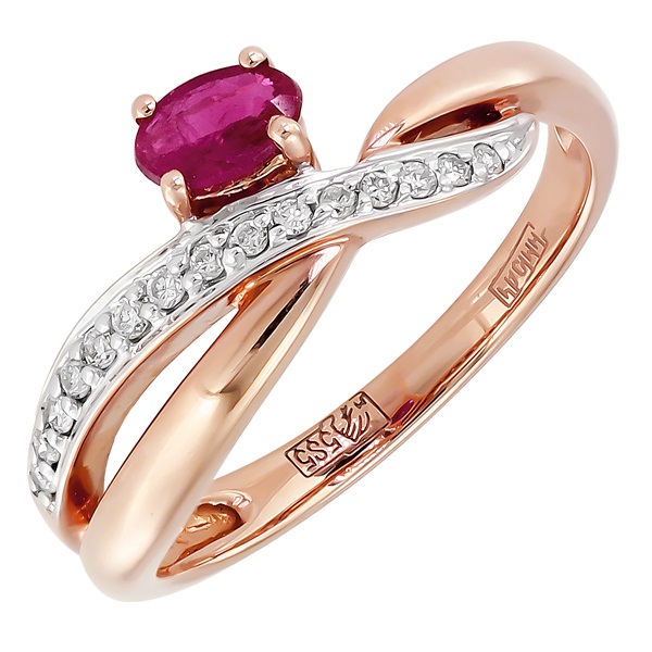 Золотое кольцо с бриллиантами и цветными драгоценными камнями R123-AR46302RR
