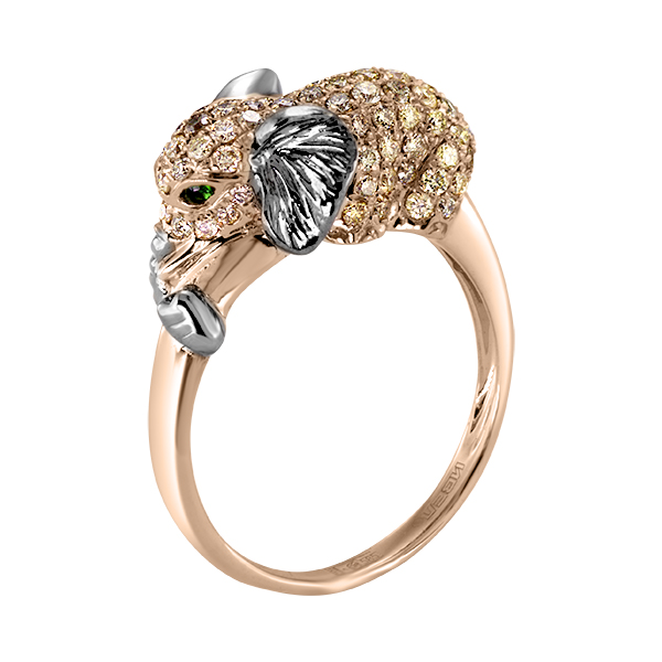 Золотое кольцо с бриллиантами и полудрагоценными камнями EJR5199 