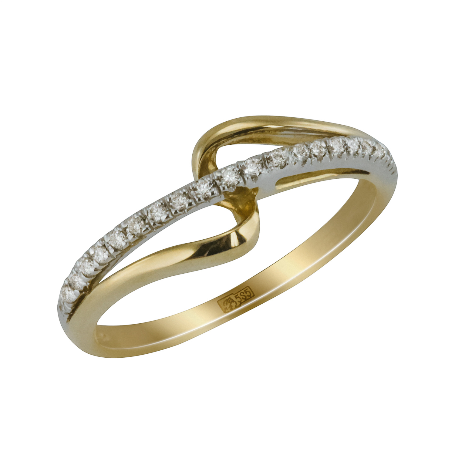 Золотое кольцо с бриллиантами R132-PSR30265Y 