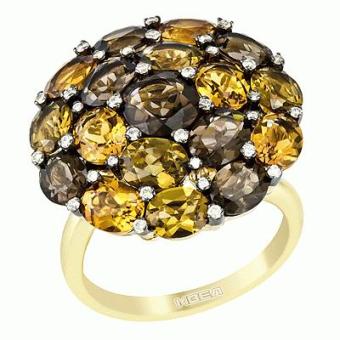 Золотое кольцо с бриллиантами и полудрагоценными камнями AJR6002 