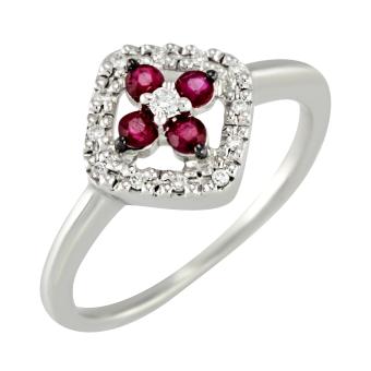 Золотое кольцо с бриллиантами и цветными драгоценными камнями R13-K35547AWR