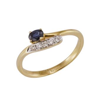 Золотое кольцо с бриллиантами и цветными драгоценными камнями R123-AR46200YS
