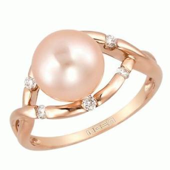 Золотое кольцо с бриллиантами и жемчугом HOR36569