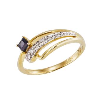 Золотое кольцо с бриллиантами и цветными драгоценными камнями R123-AR46159YS
