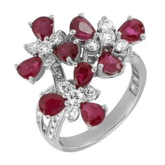 Золотое кольцо с бриллиантами и цветными драгоценными камнями R139-R19911WR