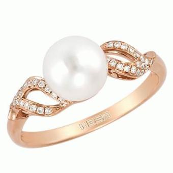 Золотое кольцо с бриллиантами и жемчугом HOR36182