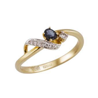 Золотое кольцо с бриллиантами и цветными драгоценными камнями R123-AR46162YS