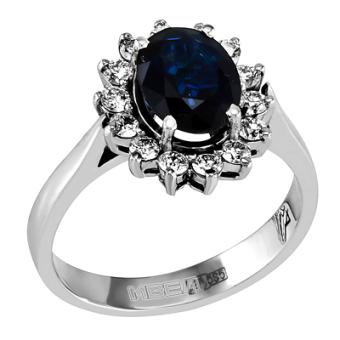 Золотое кольцо с бриллиантами и цветными драгоценными камнями ABR062