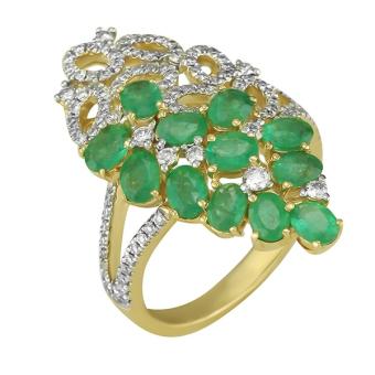 Золотое кольцо с бриллиантами и цветными драгоценными камнями R139-S00410E-RYE