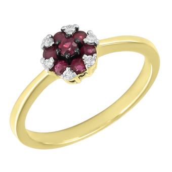 Золотое кольцо с бриллиантами и цветными драгоценными камнями R1402-K35022AXYR