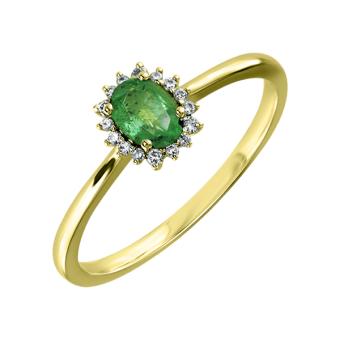 Золотое кольцо с бриллиантами и цветными драгоценными камнями R1402-PSR43345YE