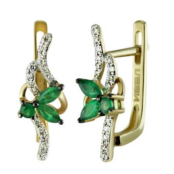 Золотые серьги с бриллиантами и цветными драгоценными камнями E13-K198417B-YE