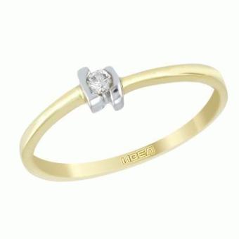  Золотое кольцо с бриллиантом 1kpm388