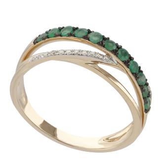 Золотое кольцо с бриллиантами и цветными драгоценными камнями R1402-CNR1208RE