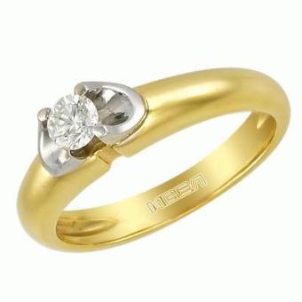  Золотое кольцо с бриллиантом 1kpm34