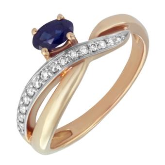Золотое кольцо с бриллиантами и цветными драгоценными камнями R123-AR46302RS