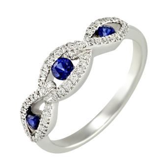 Золотое кольцо с бриллиантами и цветными драгоценными камнями AL833