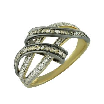 Золотое кольцо с бриллиантами и цветными драгоценными камнями R132-PSR39416RYBR