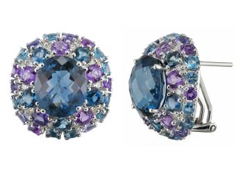 Золотые серьги с бриллиантами и полудрагоценными камнями E101-E36685