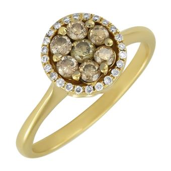 Золотое кольцо с цветными бриллиантами EJR7605 