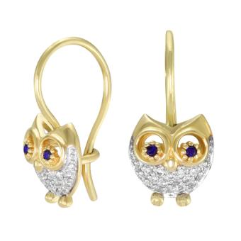 Золотые серьги с бриллиантами и цветными драгоценными камнями E127-KE00250AYS