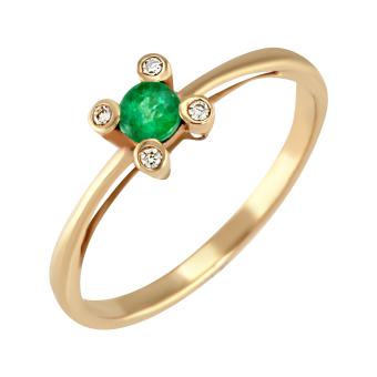Золотое кольцо с бриллиантами и цветными драгоценными камнями HNR2616