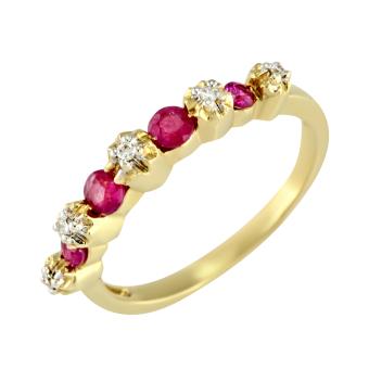 Золотое кольцо с бриллиантами и цветными драгоценными камнями R13-K35044AQYR