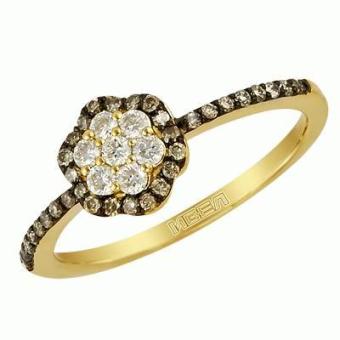Золотое кольцо с цветными бриллиантами GLR1661R 