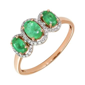 Золотое кольцо с бриллиантами и цветными драгоценными камнями CNR20015