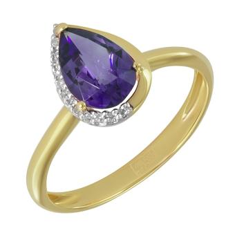 Золотое кольцо с бриллиантами и полудрагоценными камнями R1402-LVR896YAM 