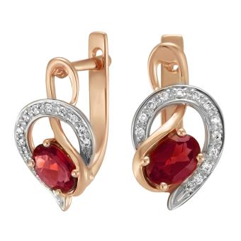 Золотые серьги с бриллиантами и полудрагоценными камнями E1402-PSE39713RGR