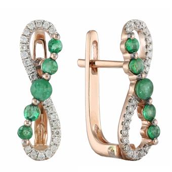 Золотые серьги с бриллиантами и цветными драгоценными камнями E123-E55296ARE