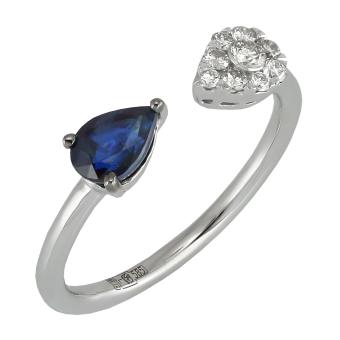 Золотое кольцо с бриллиантами и цветными драгоценными камнями R101-R42175