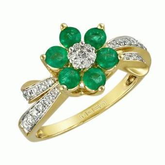 Золотое кольцо с бриллиантами и цветными драгоценными камнями R1402-K351877AYE