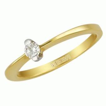  Золотое кольцо с бриллиантом 1kpm226
