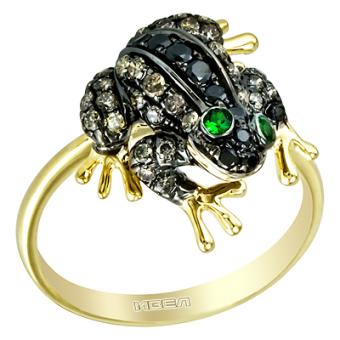 Золотое кольцо с бриллиантами и полудрагоценными камнями EJR8181 