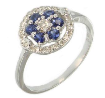Золотое кольцо с бриллиантами и цветными драгоценными камнями A1R26094