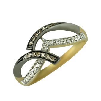 Золотое кольцо с бриллиантами и цветными драгоценными камнями R132-PSR39412RYBR