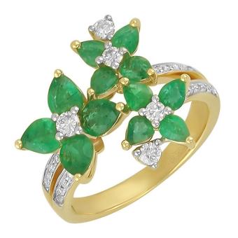 Золотое кольцо с бриллиантами и цветными драгоценными камнями R139-R19912YE