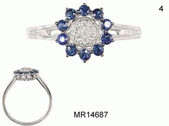 Золотое кольцо с бриллиантами и цветными драгоценными камнями GLR14687