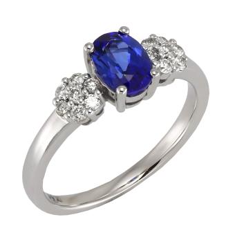 Золотое кольцо с бриллиантами и цветными драгоценными камнями R139-R20608