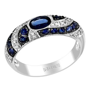 Золотое кольцо с бриллиантами и цветными драгоценными камнями AL410