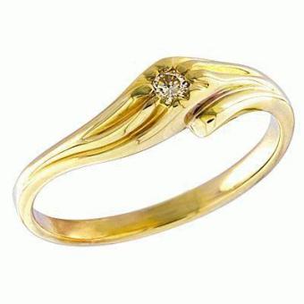  Золотое кольцо с бриллиантом 1jpm144