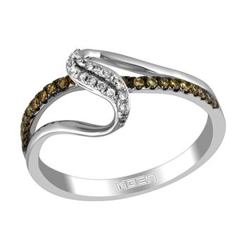 Золотое кольцо с цветными бриллиантами EDR14701R 
