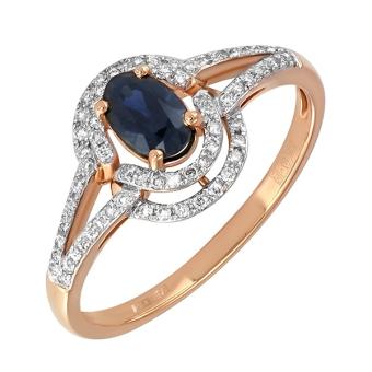 Золотое кольцо с бриллиантами и цветными драгоценными камнями CNR20027